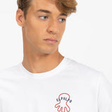 EL OCTOPUS T-Shirt mit Kontrast-Stickerei von Atlantic Lifestyle in reinem Weiß