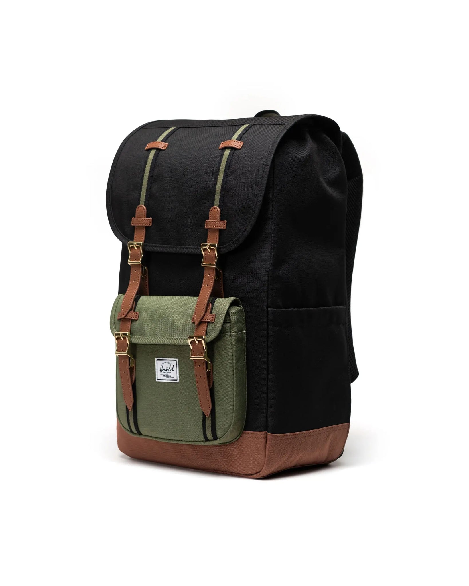 Mochila HERSCHEL Little America™ Black Four Leaf Clover Saddle Brown