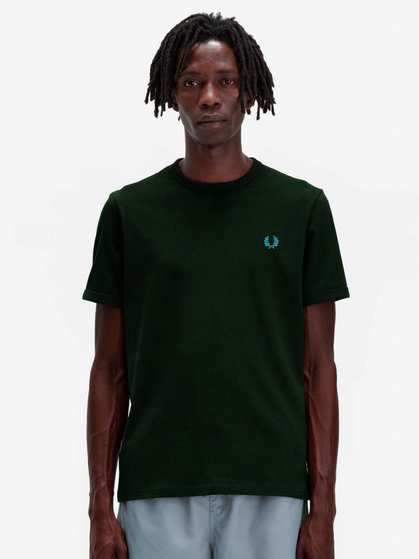 Camiseta Fred Perry Ringer M3519 Verde Noche