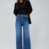 SALSA True Cropped Wide Leg Jeans With Belt 