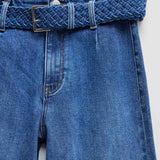 SALSA True Cropped Wide Leg Jeans With Belt 