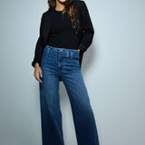 SALSA True Cropped Wide Leg Jeans With Belt 