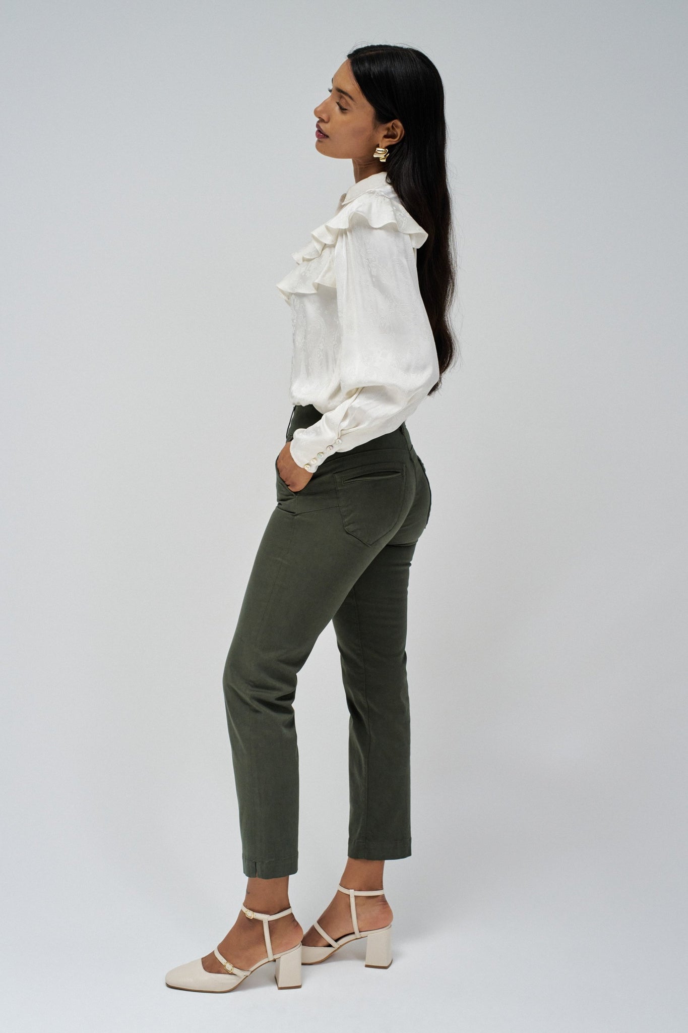 Pantalones SALSA Chinos Secret Push In Cropped Slim Verde