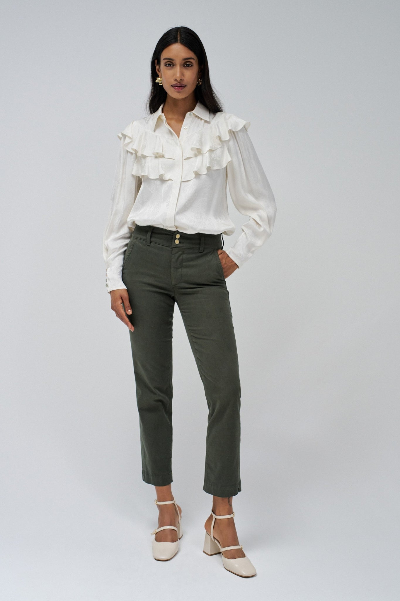 Pantalones SALSA Chinos Secret Push In Cropped Slim Verde