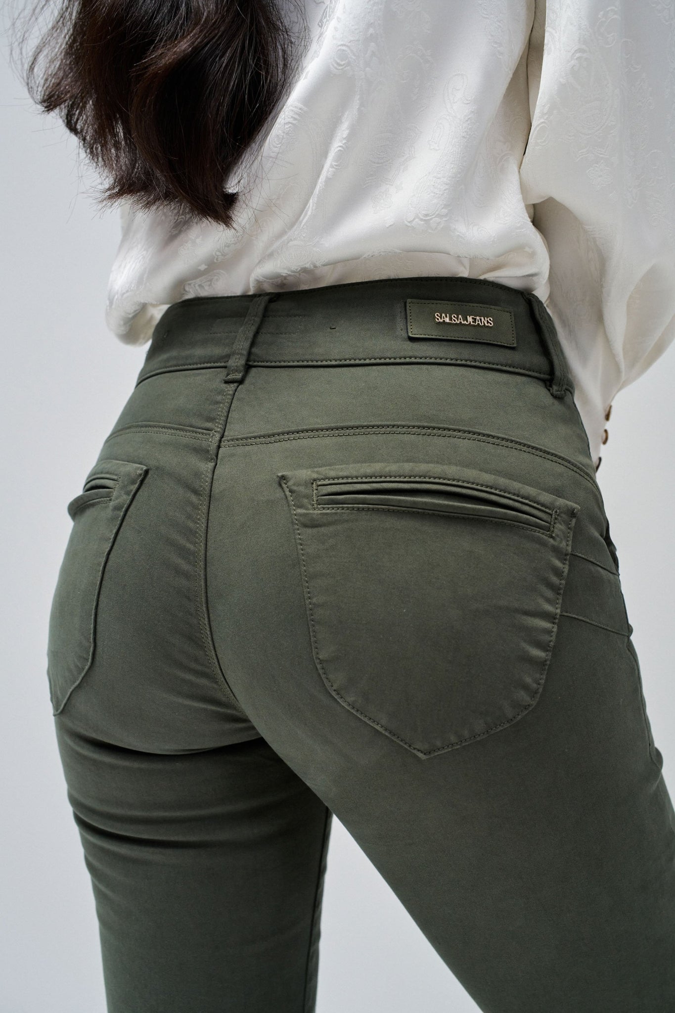 Pantalones SALSA Chinos Secret Push In Cropped Slim Verde