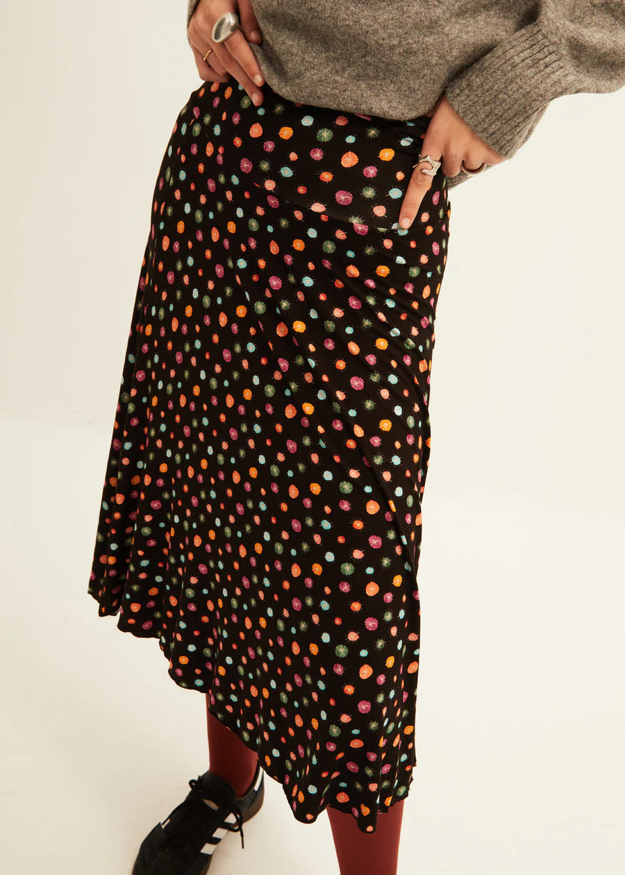 Falda XANTIK Midi Black Dots & Stars