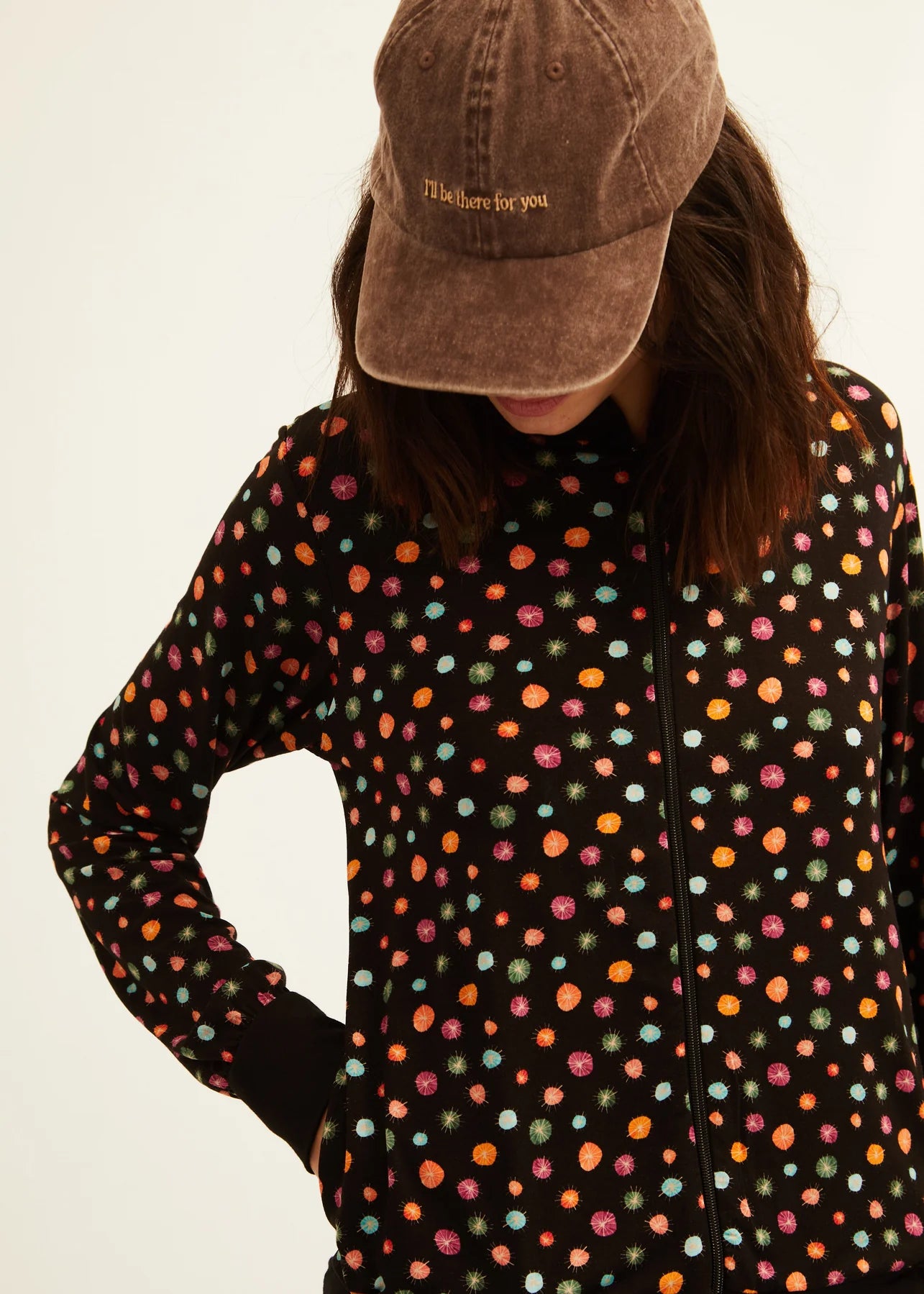 Chaqueta XANTIK Bomber Zip Black Dots & Stars