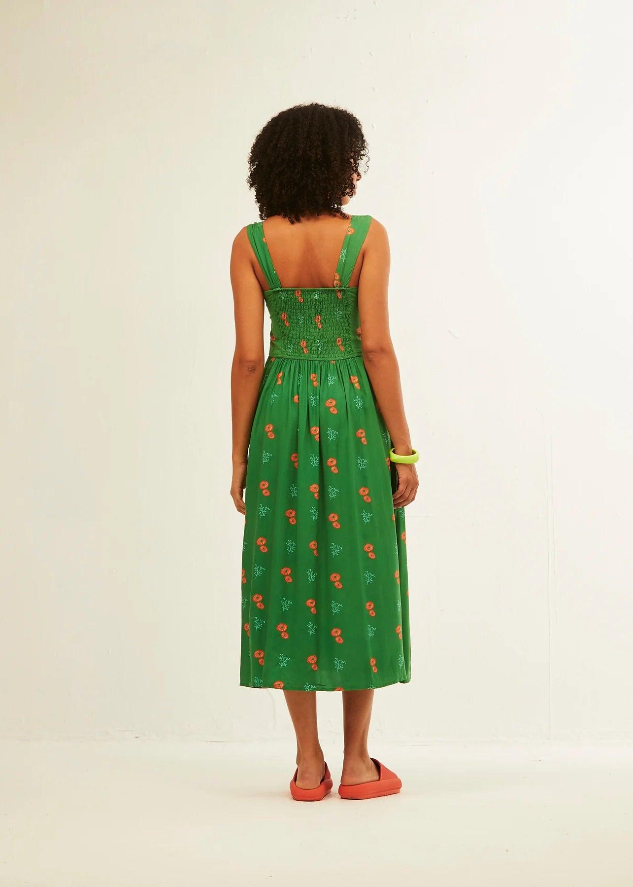 Vestido Xantik Tirante Ancho Green Citrus - ECRU