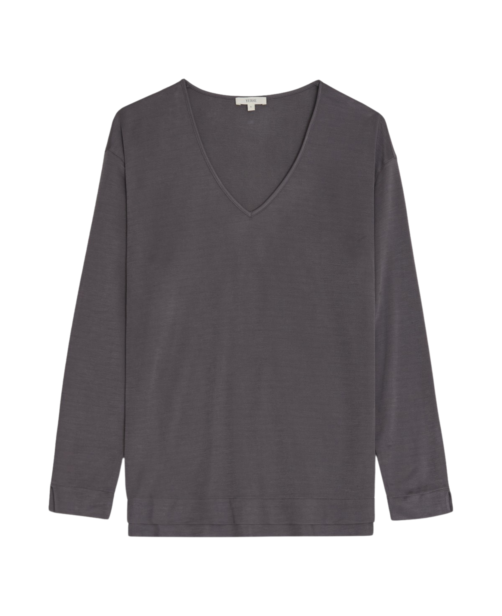 YERSE Vera Flowy T-shirt V-neck Anthracite