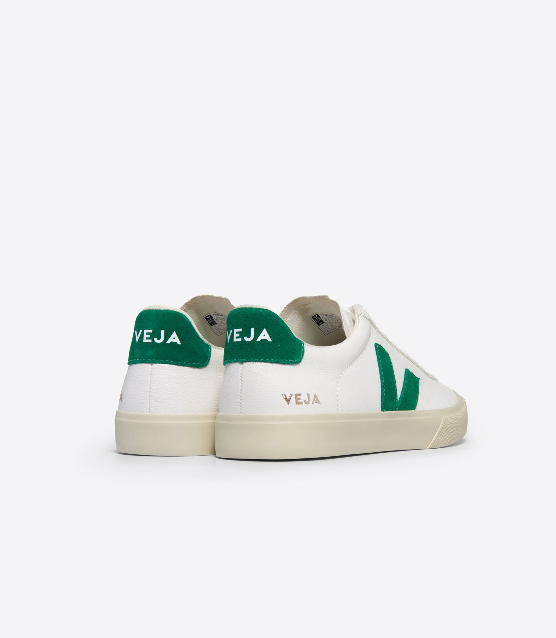 VEJA Campo Chromefree Leder-Sneaker in Weiß mit Emeraude-Motiv