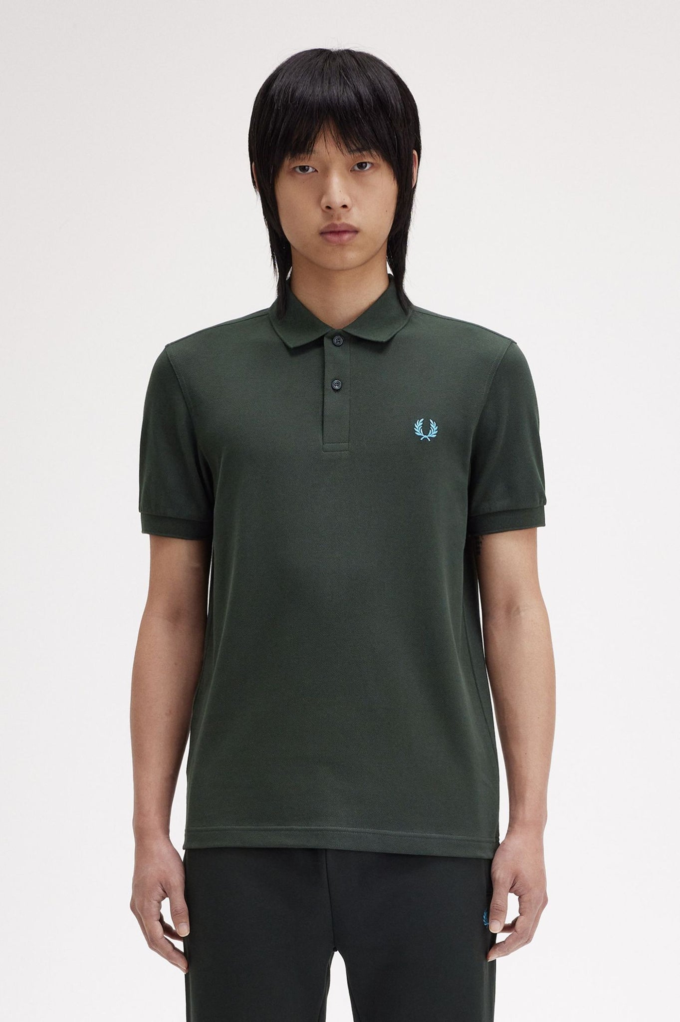 Polo FRED PERRY M6000 Verde Noche / Azul Bahía