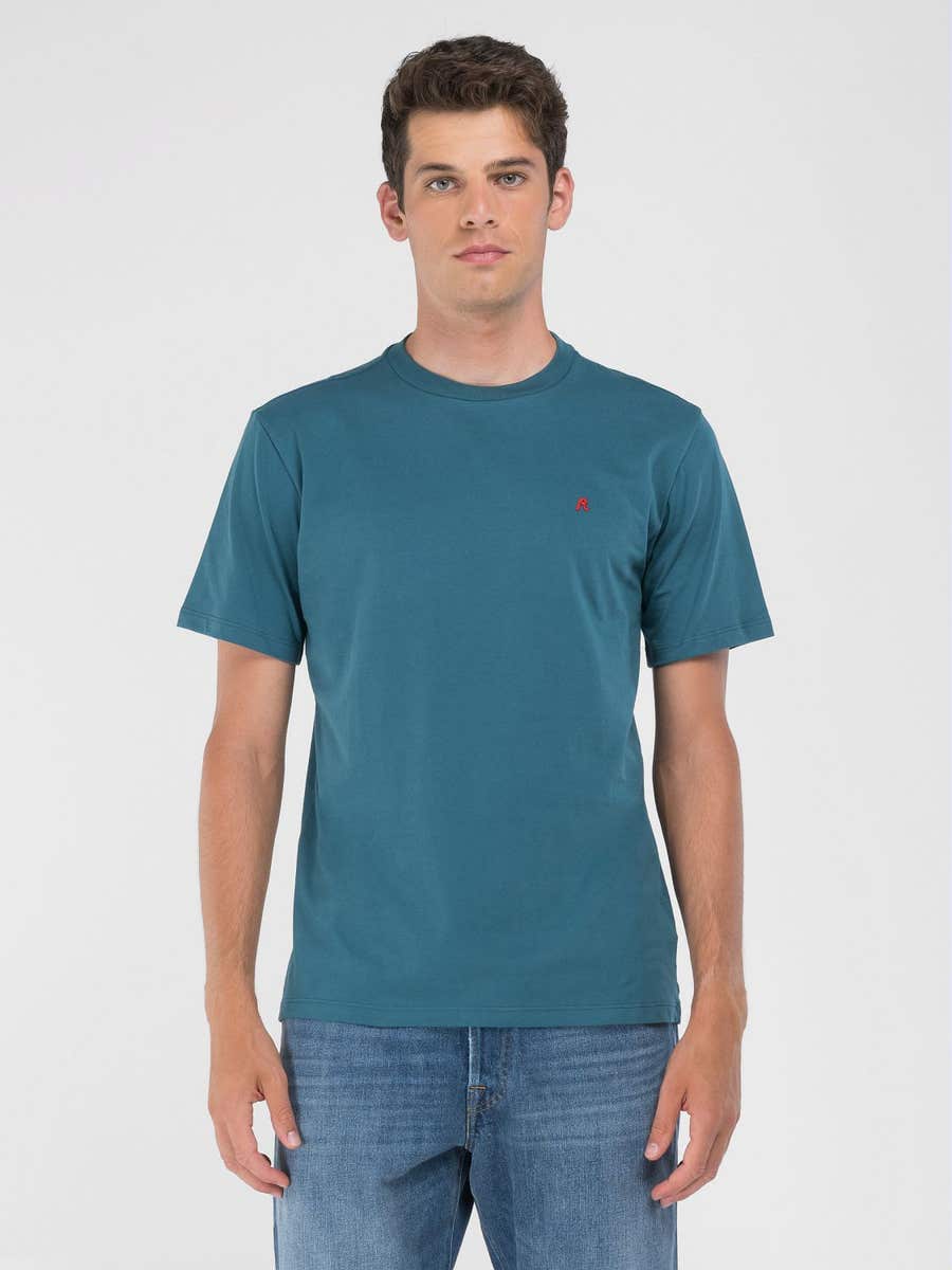 Camiseta REPLAY de Punto con Bordado Atlantic Green