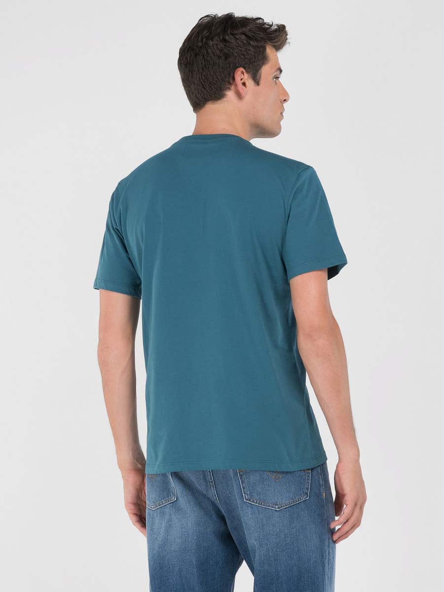 Camiseta REPLAY de Punto con Bordado Atlantic Green