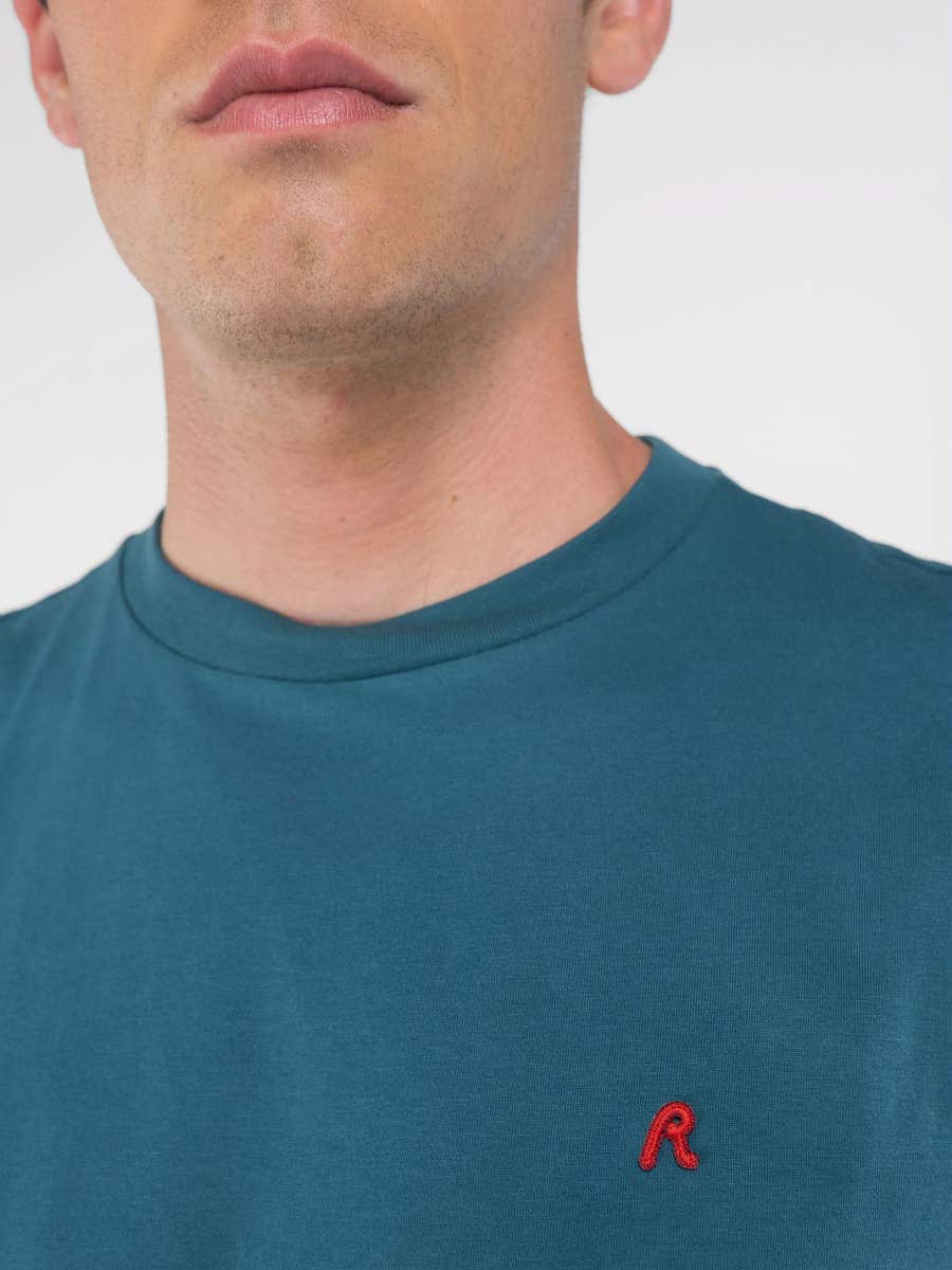 Camiseta REPLAY de Punto con Bordado Atlantic Green