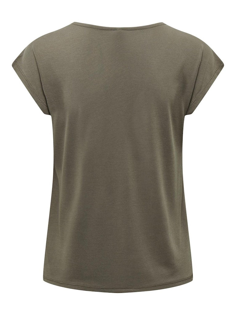 Camiseta ONLY Cuello Pico Free Walnut