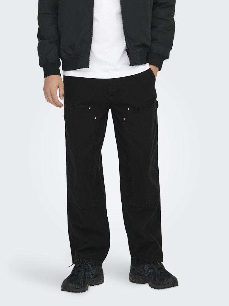 Only&amp;Sons Fade Carpenter Loose Black Pants 