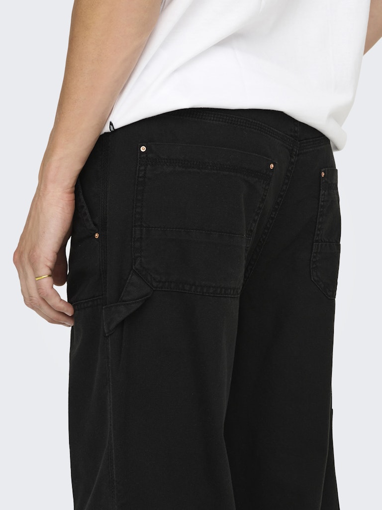 Only&amp;Sons Fade Carpenter Loose Black Pants 