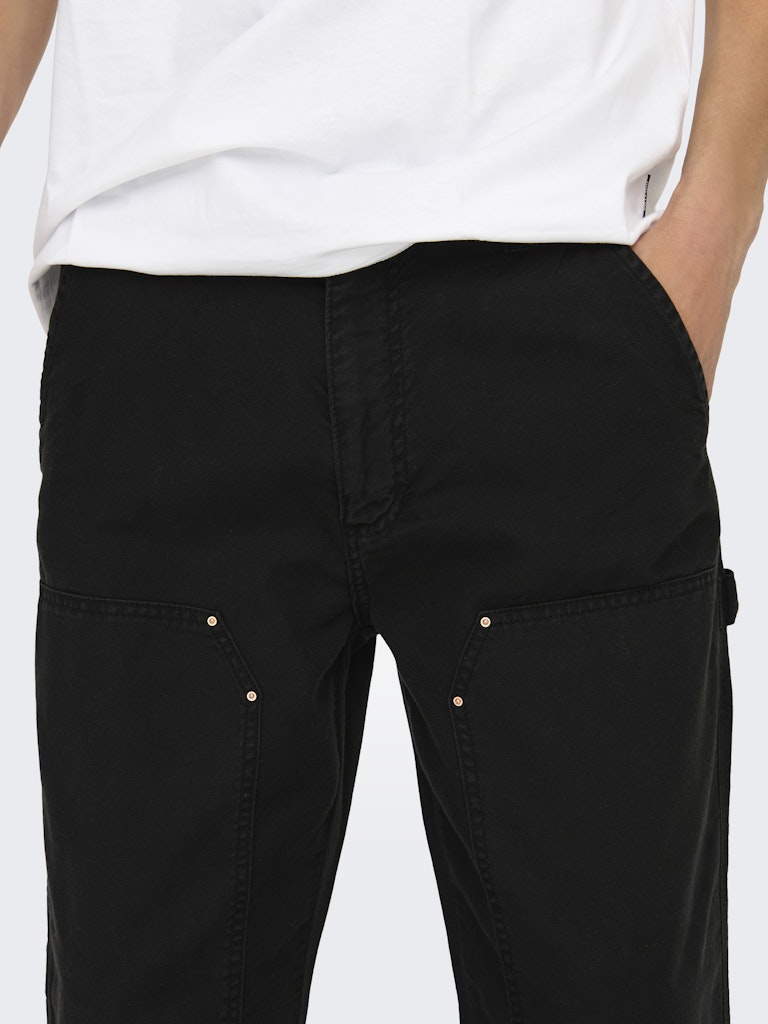 Only&amp;Sons Fade Carpenter Loose Black Pants 