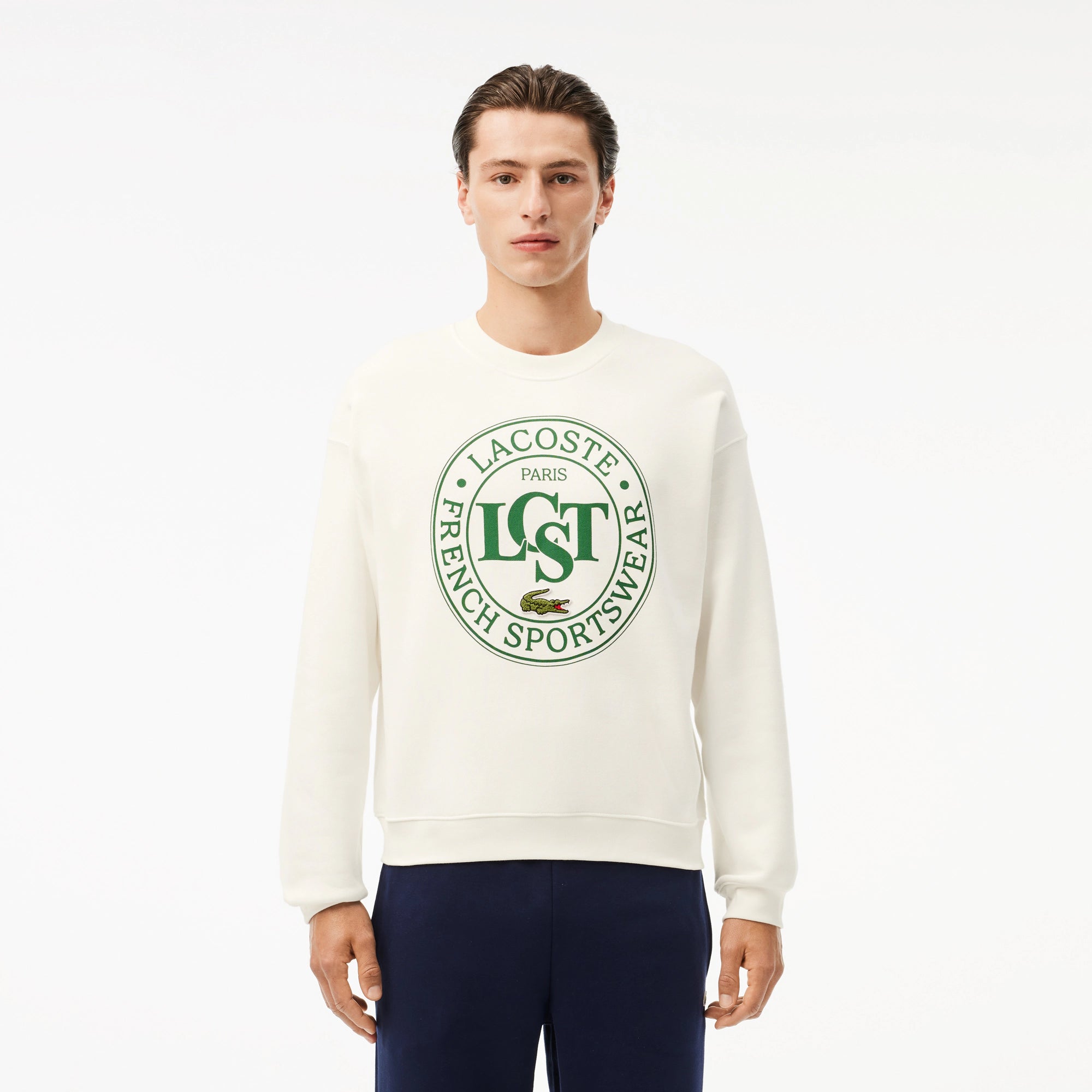 Sudadera Lacoste Gráfica de Corte Holgado Blanco