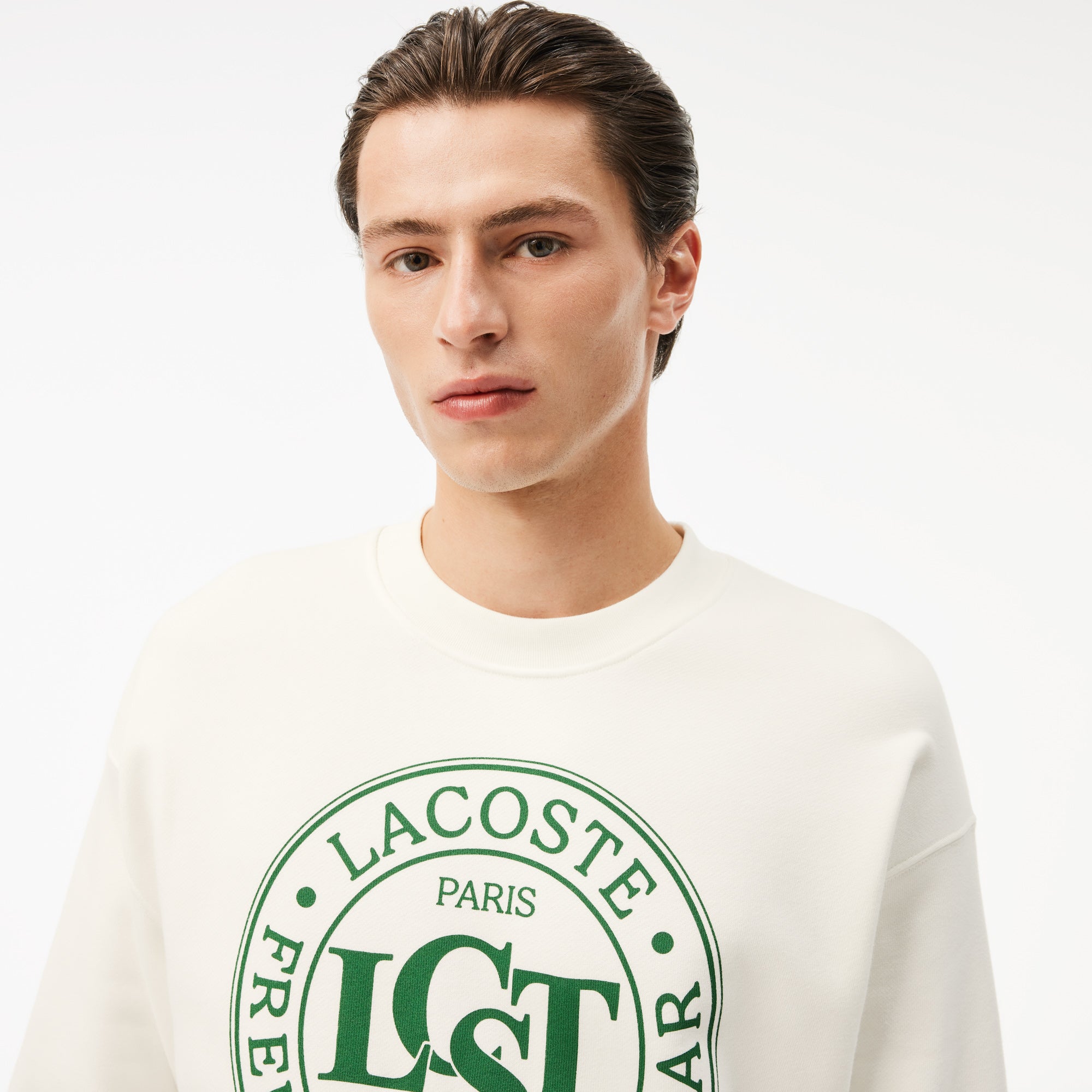 Sudadera Lacoste Gráfica de Corte Holgado Blanco