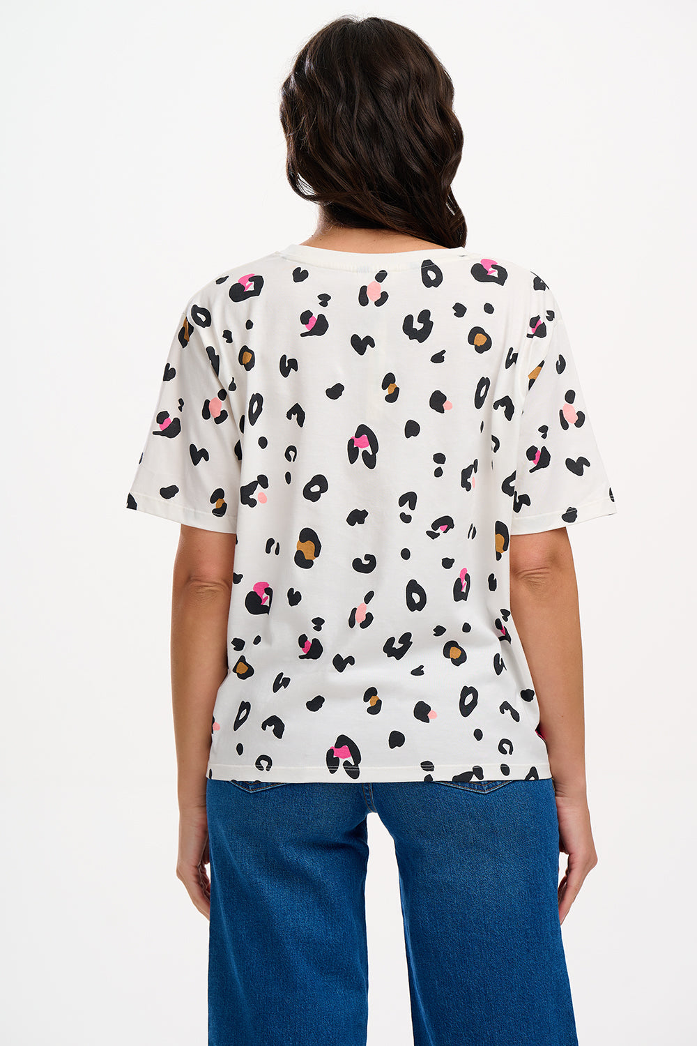 SUGARHILL Kinsley Off White Color Pop Leopard T-Shirt