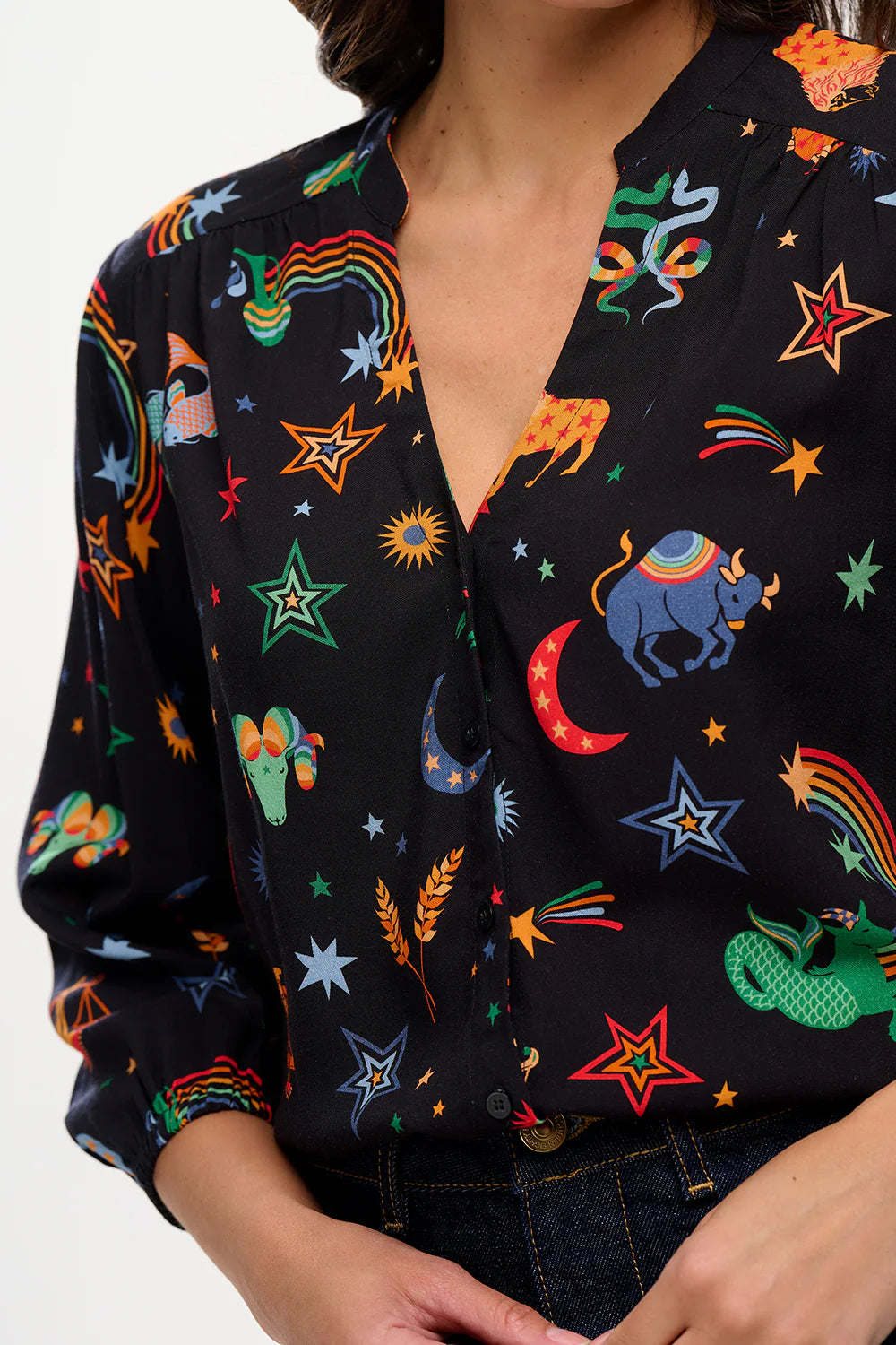 Blusa SUGARHILL Elkie Black, Zodiac Rainbow Skies