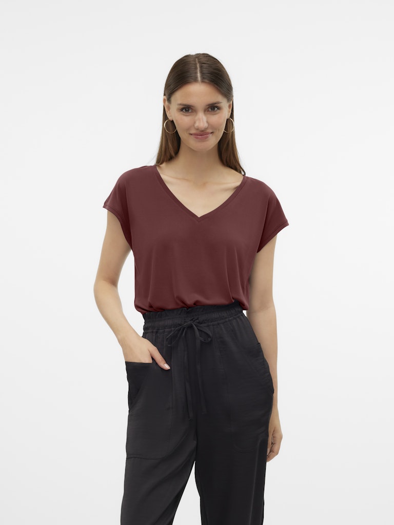 Vero Moda Women's Basic Filli T-shirt V-neck Nostalgia Rose