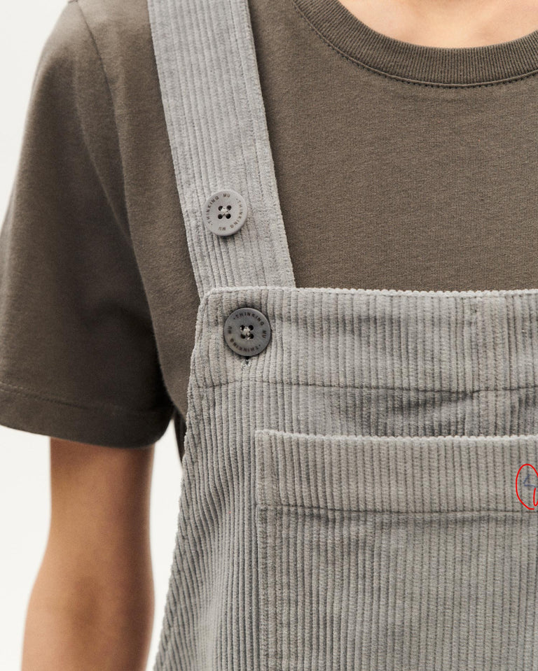 THINKING MU Corduroy Light Grey Overalls