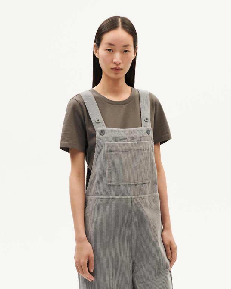 THINKING MU Corduroy Light Grey Overalls