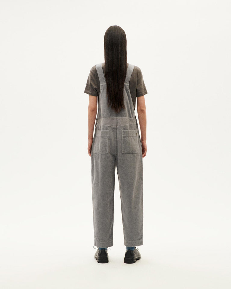 THINKING MU Corduroy Light Grey Overalls