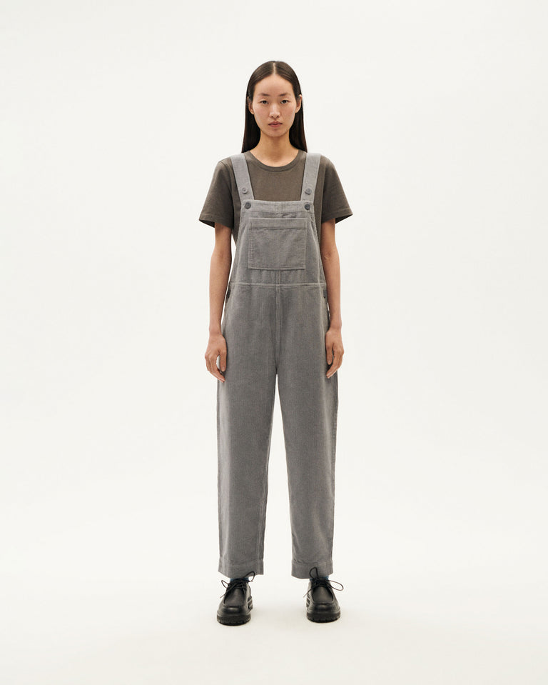 THINKING MU Corduroy Light Grey Overalls