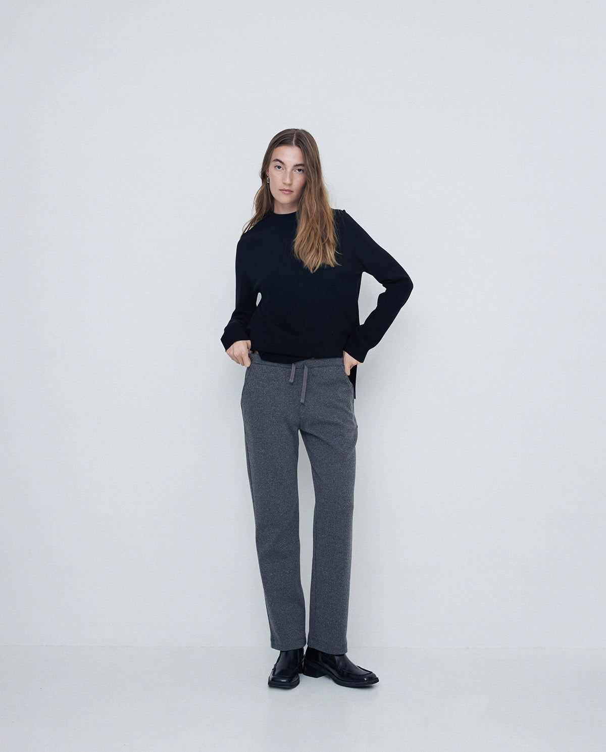 YERSE Santsa Anthracite Houndstooth Trousers