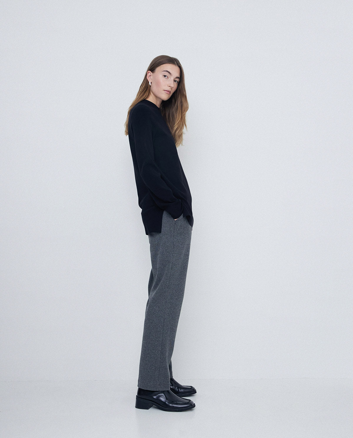 YERSE Santsa Anthracite Houndstooth Trousers