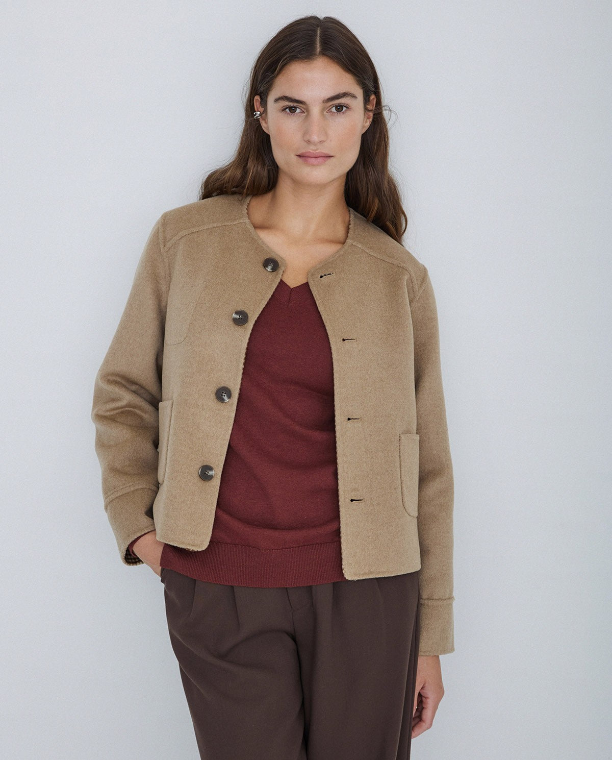 Chaqueta YERSE Gabrielle Handmade Reversible Ocre