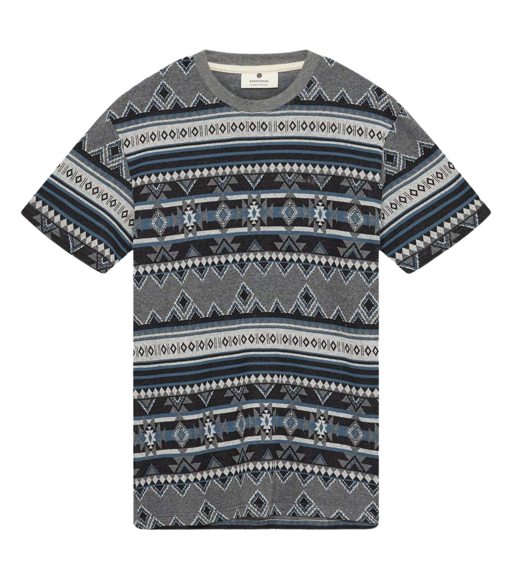 ANERKJENDT Akkikki Jacquard-T-Shirt in Dunkelgrau