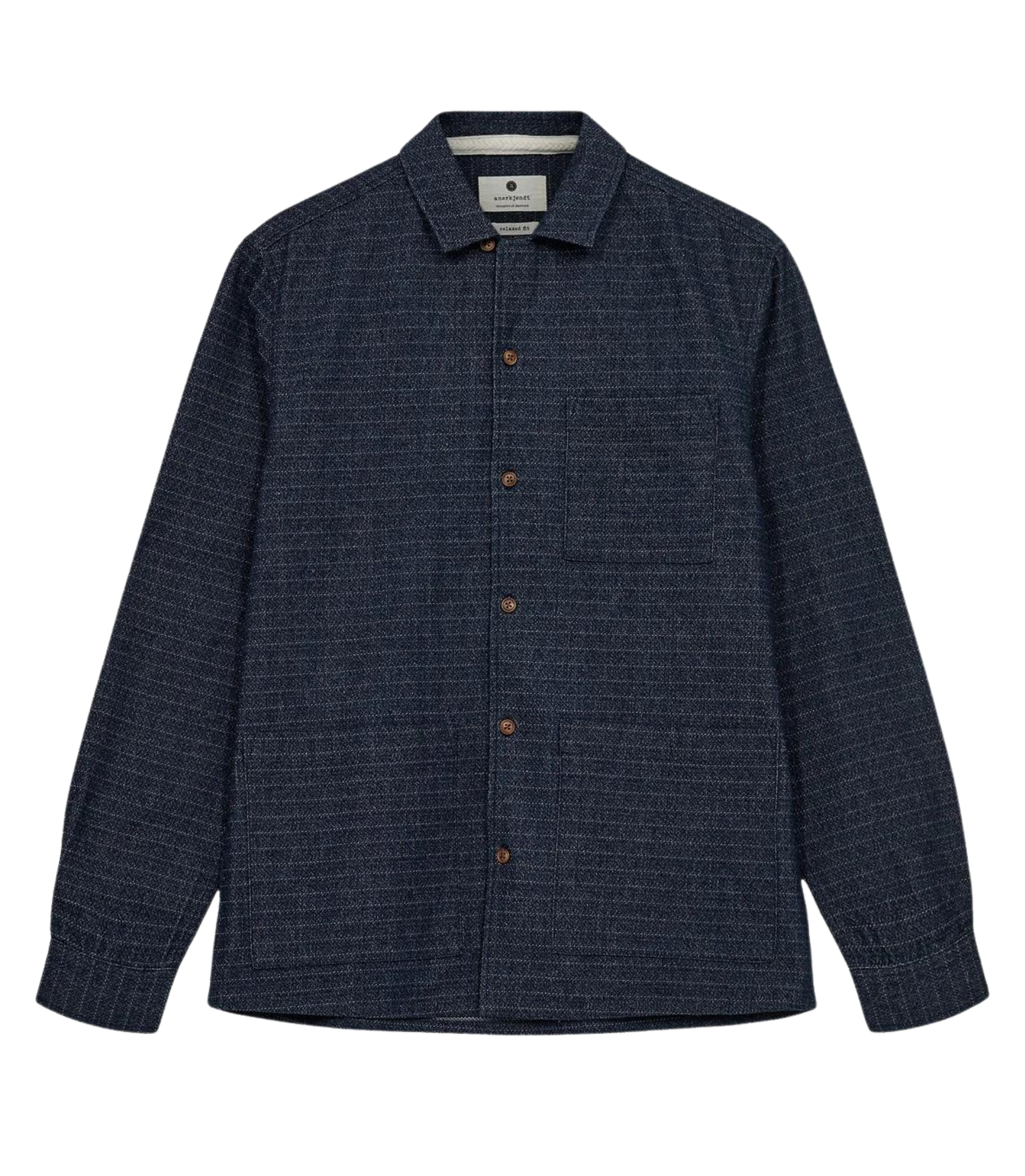 Camisa ANERKJENDT Akkurt Denim Jacquard Medium Blue Denim