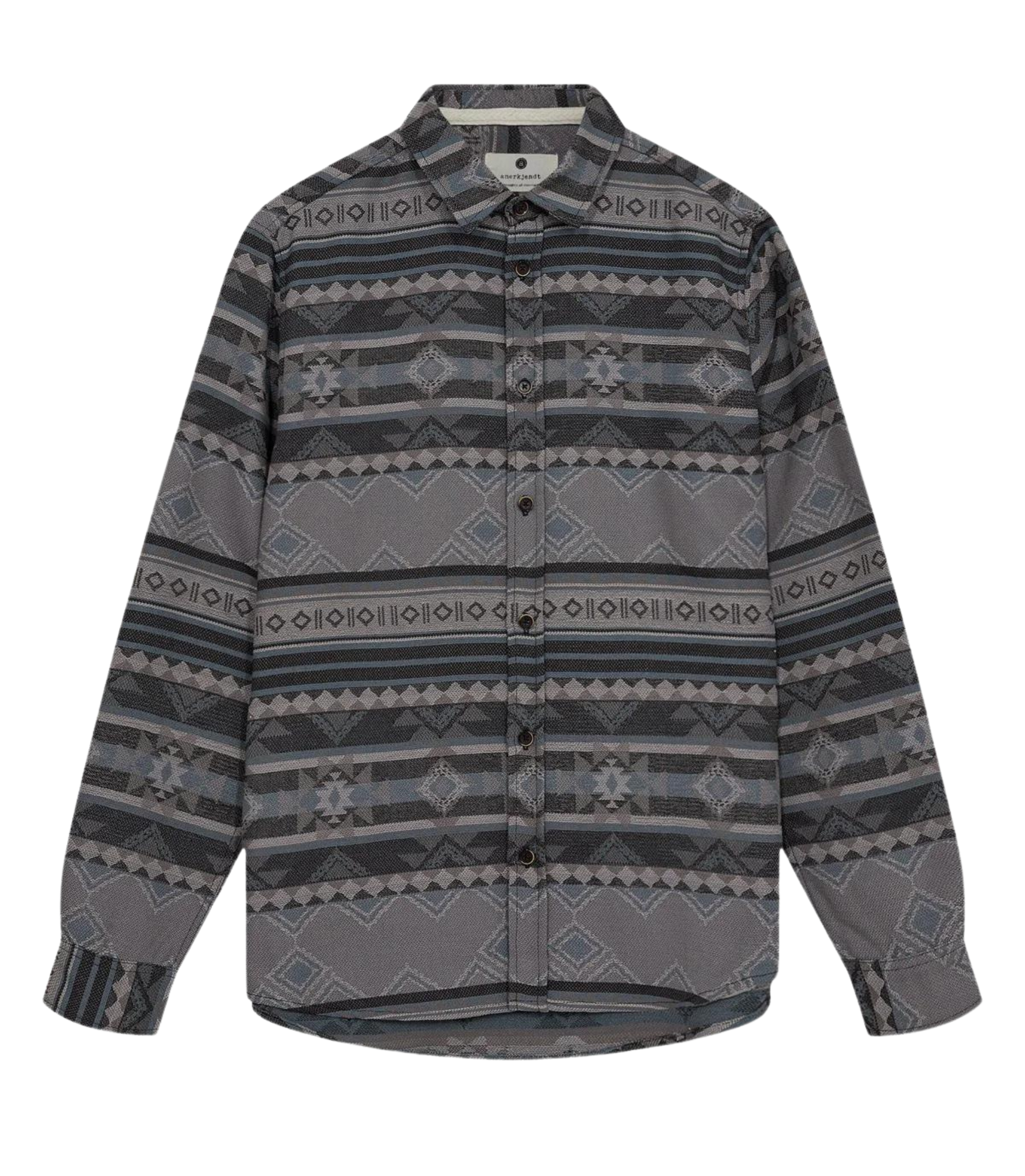 Camisa ANERKJENDT AkLouis Jacquard Dark Grey Mel