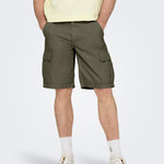 Bermudas Only&Sons Loc Cargo Olive Night - ECRU