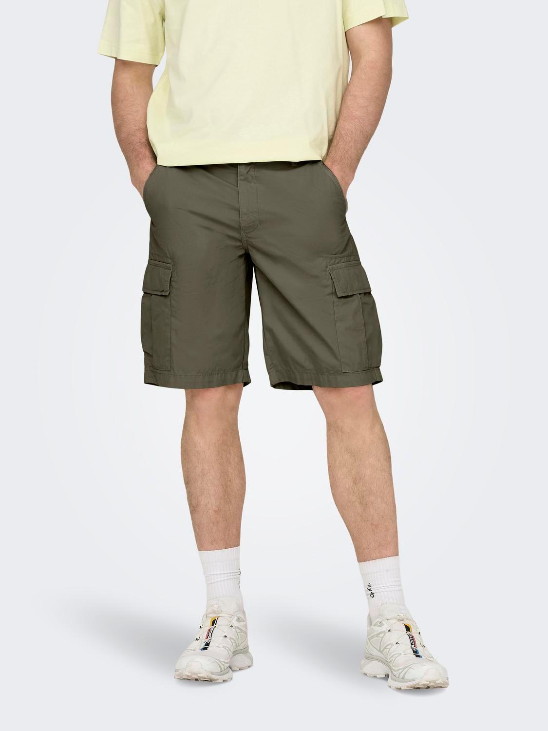 Bermudas Only&Sons Loc Cargo Olive Night - ECRU