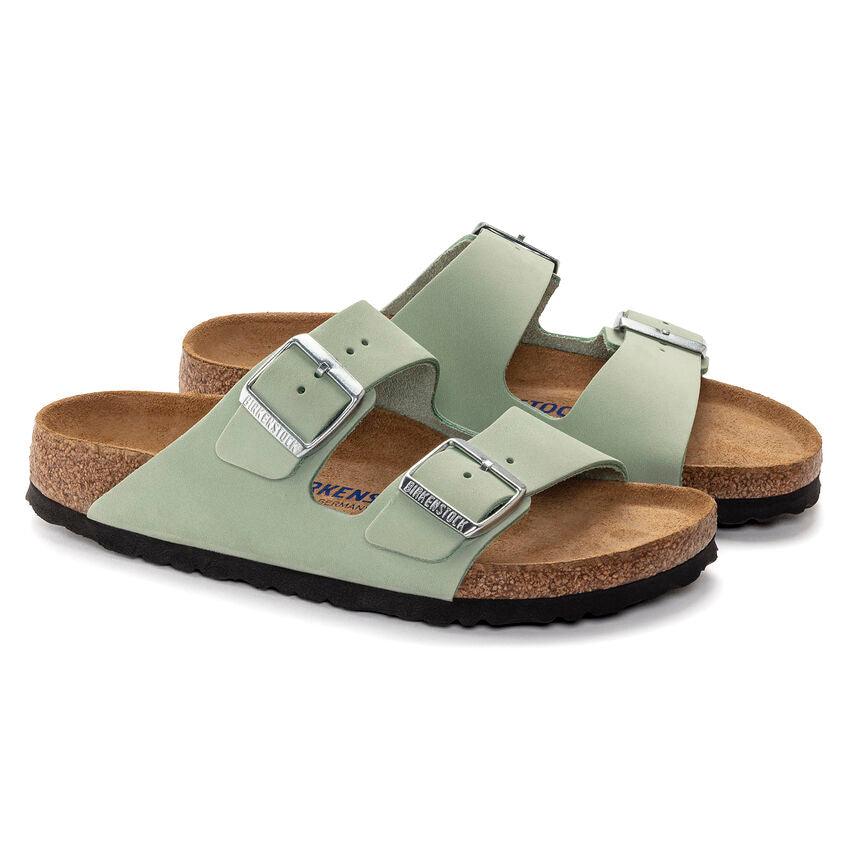 Birkenstock Arizona Plantilla Blanda Piel nubuc Matcha - ECRU