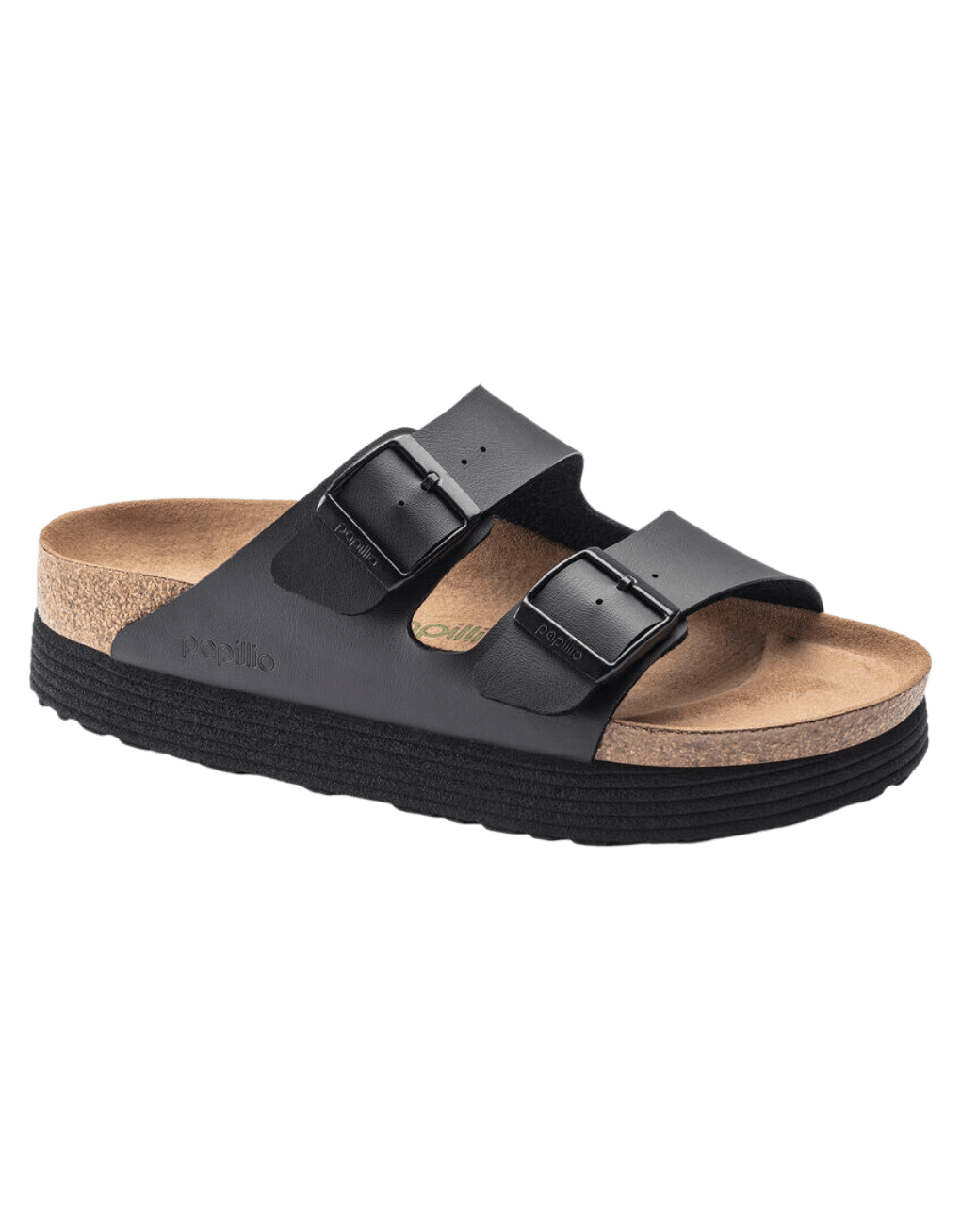 Birkenstock Arizona Platform Versión Vegana Birko-Flor Black Grooved - ECRU