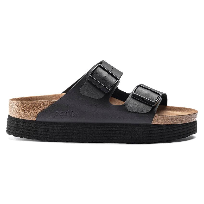 Birkenstock Arizona Platform Versión Vegana Birko-Flor Black Grooved - ECRU