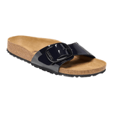 Birkenstock Madrid Big Buckle Birko-Flor Patent Black - ECRU