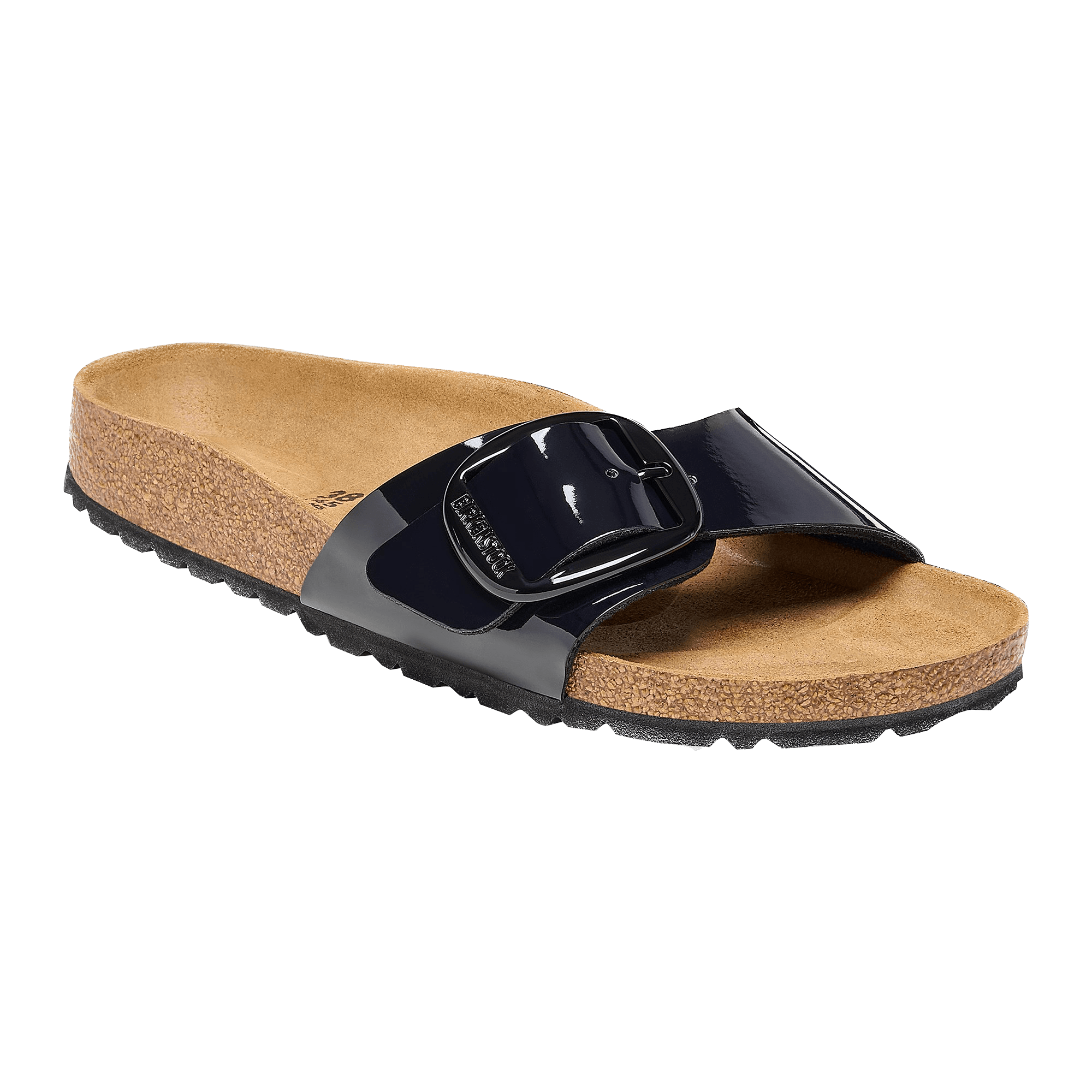 Birkenstock Madrid Big Buckle Birko-Flor Patent Black - ECRU