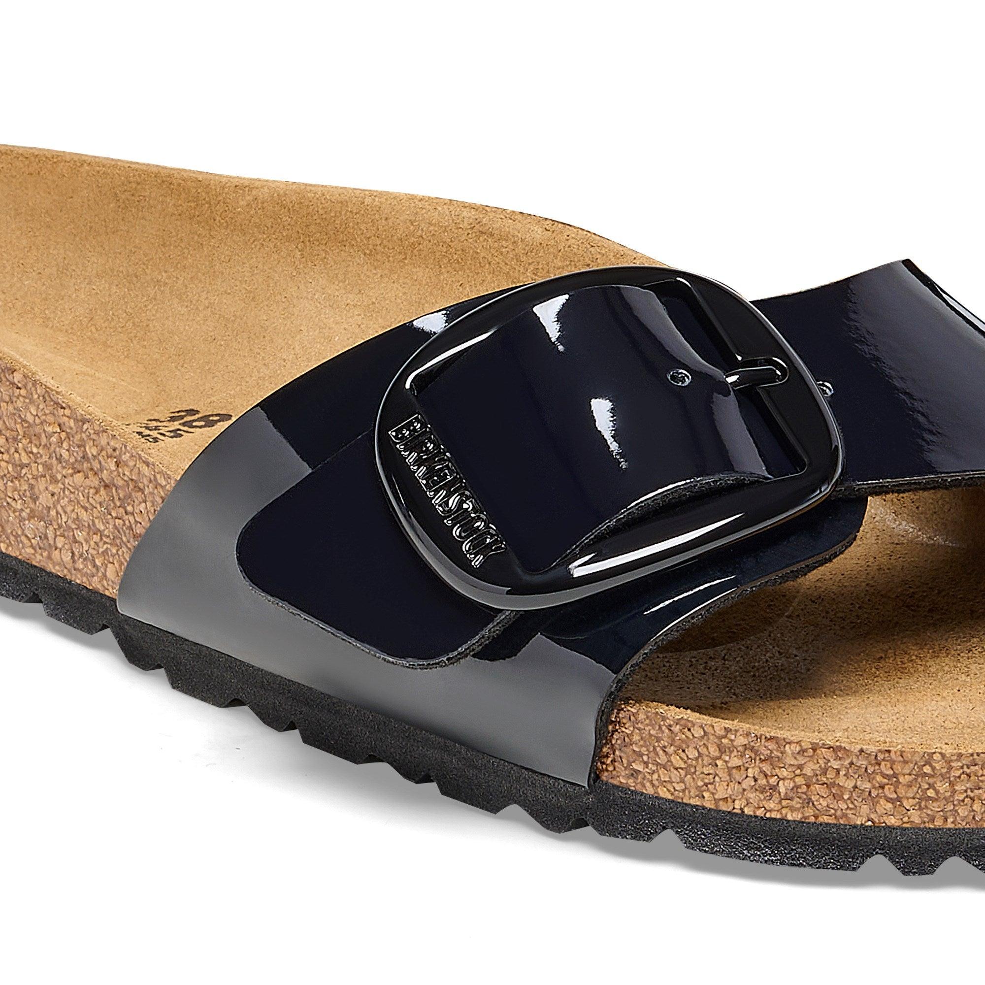 Birkenstock Madrid Big Buckle Birko-Flor Patent Black - ECRU