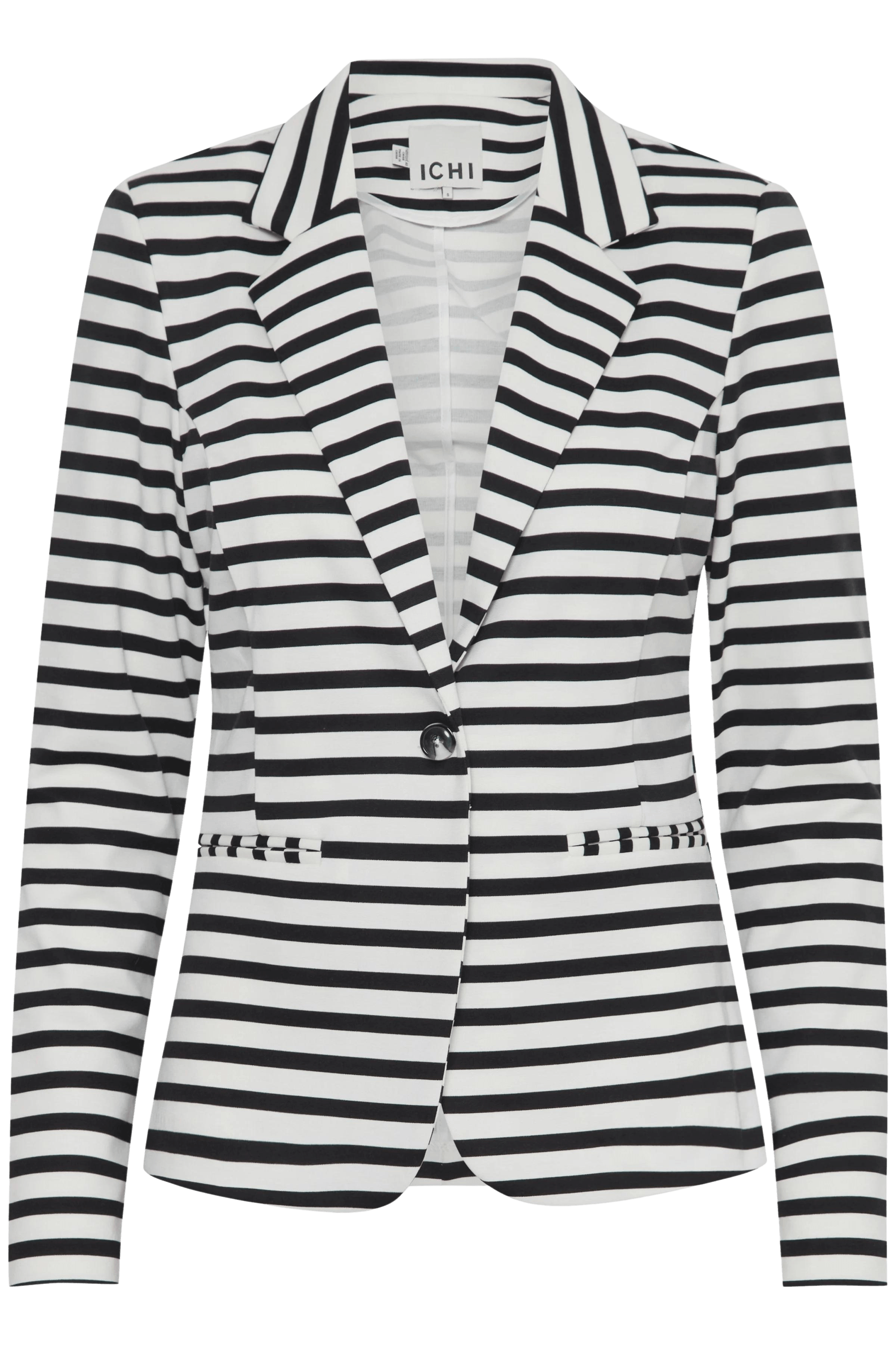 Blazer ICHI Kate Cloud Dancer Black Stripe - ECRU