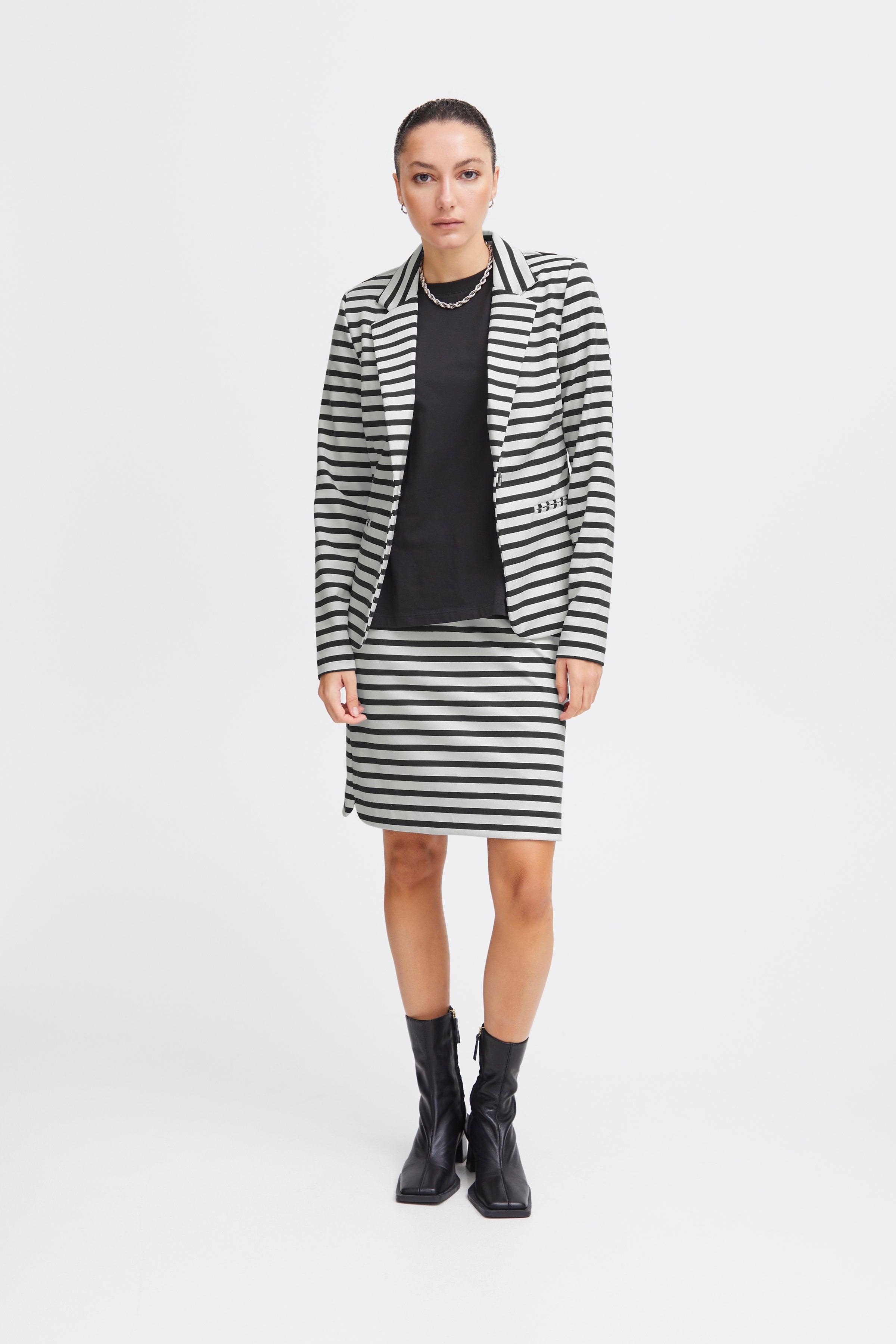 Blazer ICHI Kate Cloud Dancer Black Stripe - ECRU