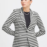 Blazer ICHI Kate Cloud Dancer Black Stripe - ECRU