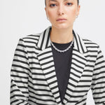 Blazer ICHI Kate Cloud Dancer Black Stripe - ECRU