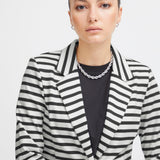 Blazer ICHI Kate Cloud Dancer Black Stripe - ECRU